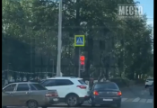 Последствия ДТП на перекрестке Октябрьского проспекта и улицы Преображенской.
